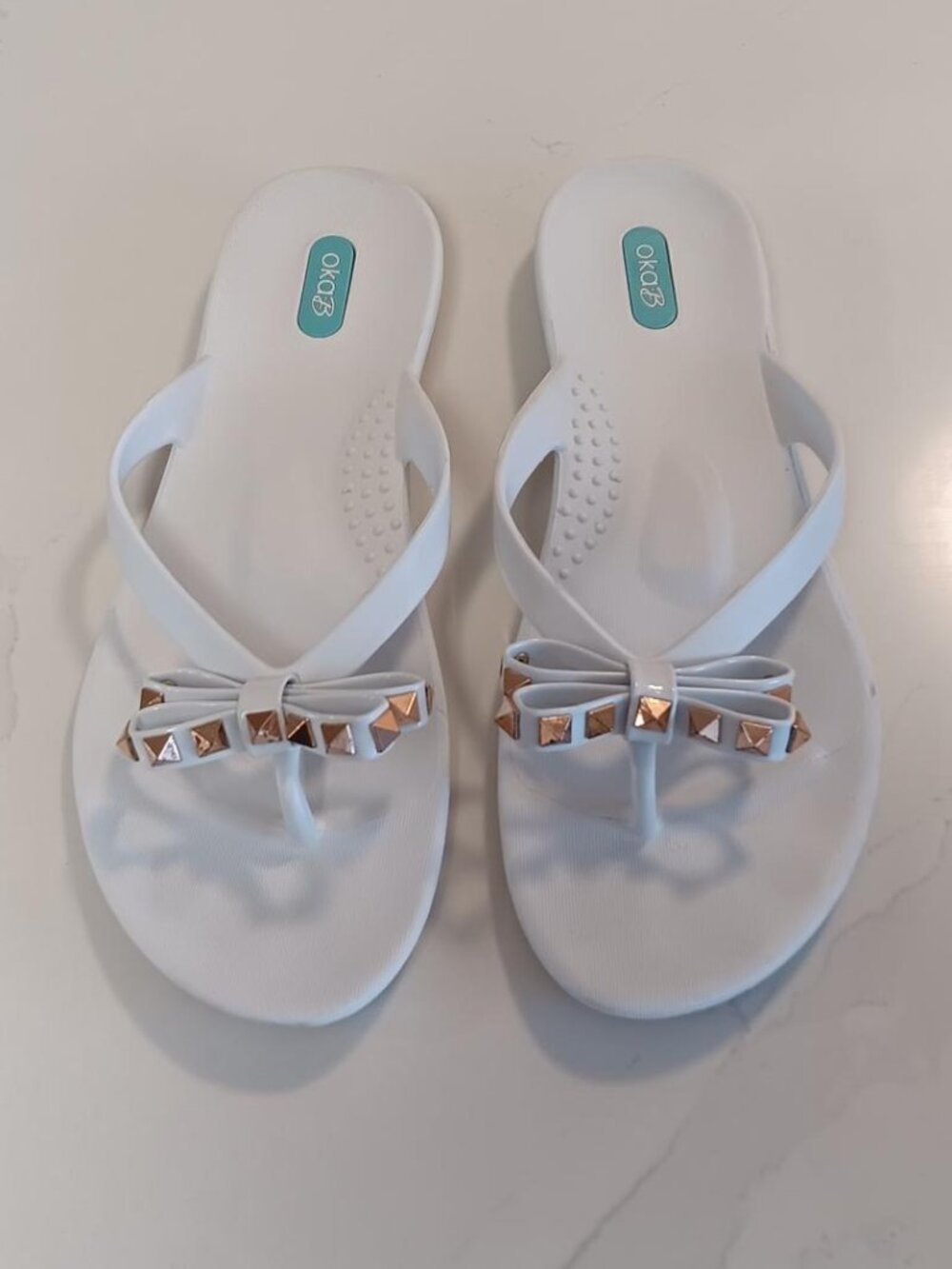 OKA.b Flip Flop Sandals White Size 9